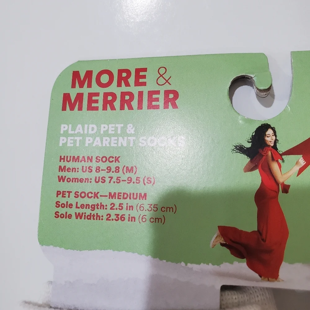 PET & PET PARENT SOCKS Red Plaid Red White Black So Cute!